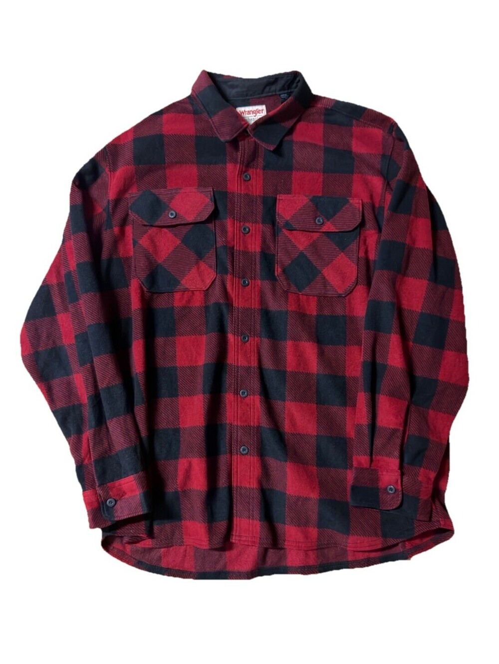 Wrangler Flannel Button Up Shirt Men’s XL Plaid Long Sleeve Cotton